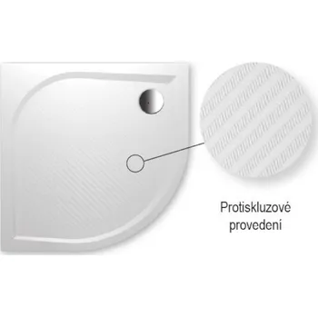 Sprchová vanička Riho Kolping Čtvrtkruhová sprchová vanička 80x80x3 cm, R550, bílá, D004001005