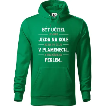 Pánská mikina Pánská mikina s potiskem Být učitel Velikost (muž): S, Vyberte barvu: Středně zelená