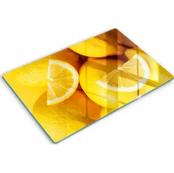 Obraz Ozdobná skleněná deska na krájení a ochranu XXL 80x52 cm - Šťavnaté citrony