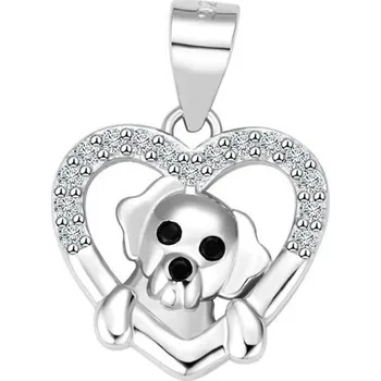 Přívěsek Stříbrný přívěsek pejsek v srdíčku