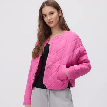 Dámský kabát Reserved - Prošívaná bunda s přírodním peřím - svítivě růžová - YT388-42X - YT388-42X-M