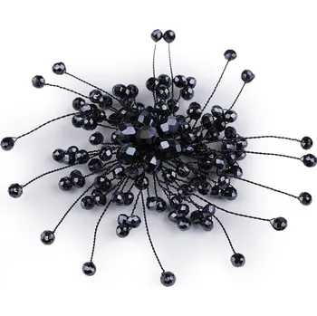 Brož Brož s broušenými korálky - 6 (88) modrá temná černá