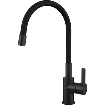 Vodovodní baterie Rubineta Flexy Dřezová baterie s flexi ramenem, černá, OLBAFL33BK2