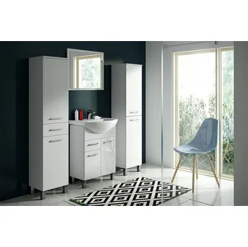 Koupelnový nábytek Olsen Spa Rino Boční vysoká skříňka 152x35 cm, pravá, bílá, OLNRINO201P