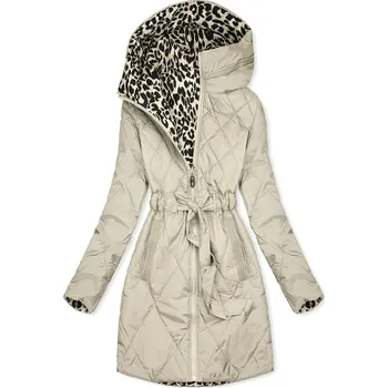 Dámská casual bunda Oboustranná bunda béžová/leopardí vzor