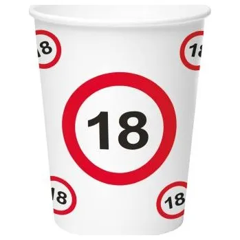 Party nádobí Kelímky dopravní značka 18 let - 250 ml - 8 ks