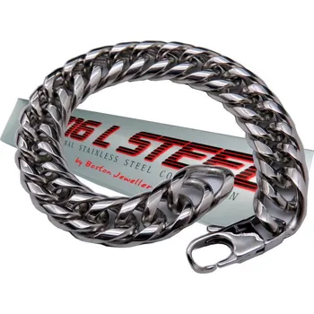 Náramek STŘÍBRNÝ PÁNSKÝ NÁRAMEK HRUBÝ PANCÉŘOVÝ VZOR OCEL 316L