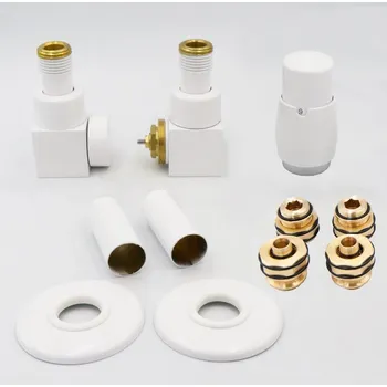 Termostat Hopa Cube-Set Připojovací sada se svěrným šroubením, hranatá, pravá, bílá, RDCUBESETRW