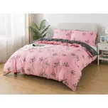 XPOSE® Francouzské flanelové povlečení IDIL - šedé/růžové 200x220 cm, 70x90 cm, Flanel + Prodloužená možnost vrácení zboží do 50 dnů