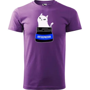 Pánské tričko Pánské tričko s potiskem Antidepresiva Velikost: L, Barva trička: Fialová