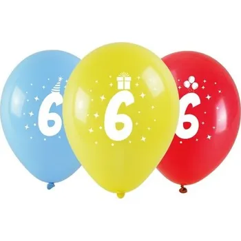 Balónek Dekorativní BALÓNKY S Potiskem Číslice ČÍSLICE 6 Balení 3 KUSŮ Arpex