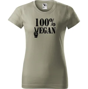 Dámské tričko s potiskem 100% vegan Barva trička: Světlá khaki - 28, Velikost: M