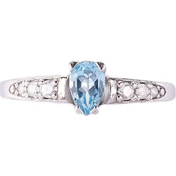 Prsten topaz - stříbrný prsten 3002TZ Velikost: 62, povrchová úprava: zlacené