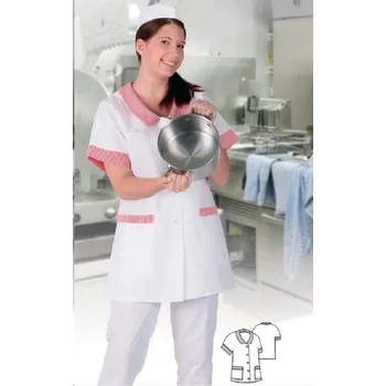 Dámská halenka Halena dámská propínací, vz.289 , 3/4 BA bílá/červený proužek, krátký kimono rukáv