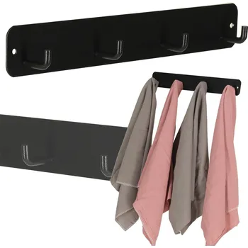 Věšák Koupelnový nástěnný věšák se 4 háčky černý