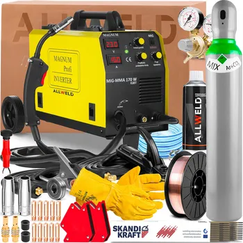 Svářečka POLOAUTOMATICKÝ INVERTOR MAGNUM MIG 170W MMA 230V 160A PRO PÁJENÍ A SVAŘOVÁNÍ TRUBIČKOVÝM DRÁTEM (FLUX)
