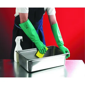 Pracovní rukavice Rukavice nitrilové SOLVEX 37-185 zelené, 45,5cm 7 zelené