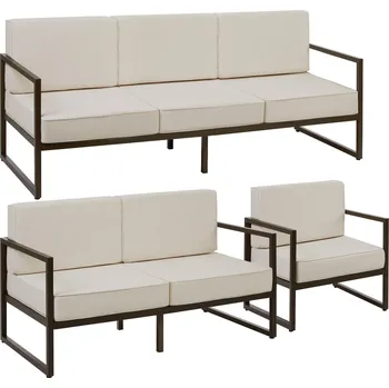 Zahradní sestava TecTake GmbH 405821 zahradní sedací souprava comosa pro 6 osob, xxl-polstrování - hnědá/béžová