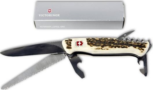 Lovecký švýcarský nůž v parohové střence ART VICTORINOX Ranger 55 ostří 90 mm