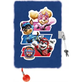 Tlapková patrola PAMÁTNÍK SE ZÁMEČKEM A5 96 listů PLYŠOVÝ TMAVĚ MODRÝ St. Majewski