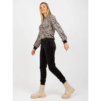 Bežovo-černý velurový komplet s kapucí v leopardím vzoru WN-