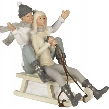 Vánoční dekorace Vánoční dekorace - soška páru na saních, Clayre & Eef
