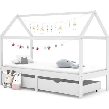 Dětská postýlka Rám dětské postele se zásuvkami bílý masivní borovice 90x200 cm Bílá322141