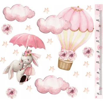 Samolepící dekorace Nálepky na zeď pro děti Růžoví Králíčci Boho DÁREK Samolepka na vypínač