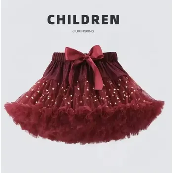 Dívčí sukně Dívčí bohatá a nadýchaná tutu sukně (mix barev) Barva: Red Wine Star, Velikost: 6-12 měsíců