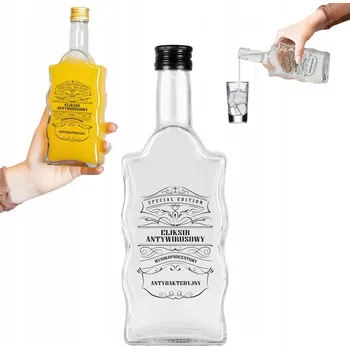 Láhev Skleněná láhev FALA 500 ml S Potiskem ELIXÍR ANTIVIROVÝ 0,5L Bimber