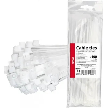 Stahovací páska AMiO Upínací pásky bílé 2,5×200mm 100 ks. AMIO-04307