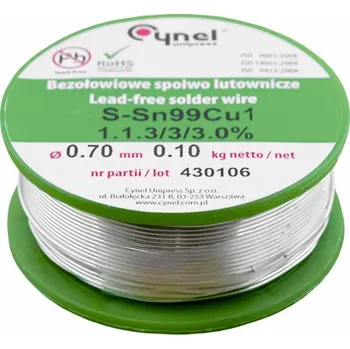 Bezolovnatý cín 0,70mm 100g Cynel Sn99Cu1