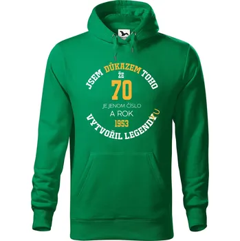 Pánská mikina Pánská mikina s potiskem 70 je jenom číslo Velikost (muž): 2XL, Vyberte barvu: Středně zelená