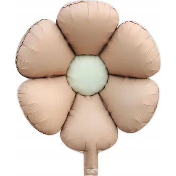 Balónek Fóliový balónek Velký Matný KVĚT BOHO 60 cm béžový PASTELOVÝ kvítek SEDMIKRÁSKA