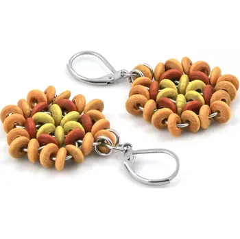 Náušnice Dřevěné náušnice Ohňové květy