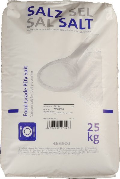 esco vakuová jedlá sůl nejodidovaná 0,6 - 0,13 mm, JEMNÁ, NaCl 99,9% 25 kg