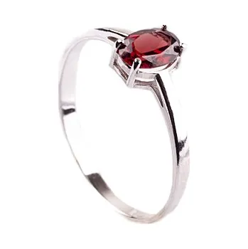 Prsten granát - stříbrný prsten (3086) Velikost: 63, povrchová úprava: rhodiované