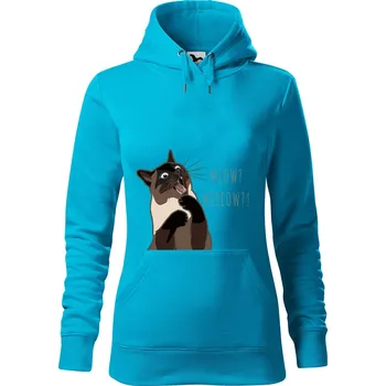 Pánská mikina Dámská mikina Naštvaná kočka Velikost (žena): XS, Vyberte barvu: Tyrkysová