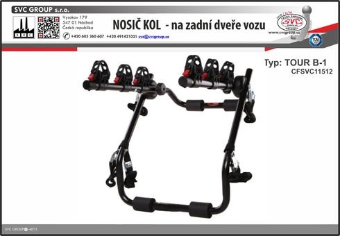Nosič 3 kol na zadní dveře vozu TOUR B-1 pro Škoda Kamiq 08/2023->, SVC Group