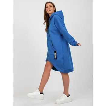 Dámská mikina Modrá asymetrická dlouhá mikina z bavlny RV-