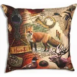 Myslivecký polštář Wildzone liška s mysliveckým pozadím