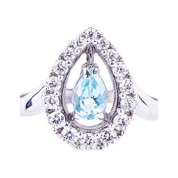 Prsten topaz - stříbrný prsten - kapka (3046TZ) Velikost: 63, povrchová úprava: zlacené