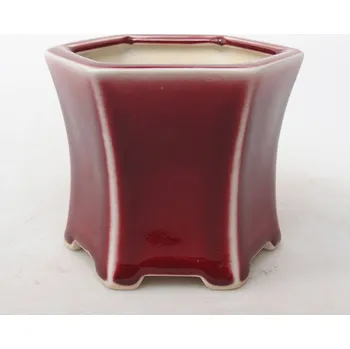 Květináč Keramická bonsai miska 10,5 x 9,5 x 8,5 cm červená