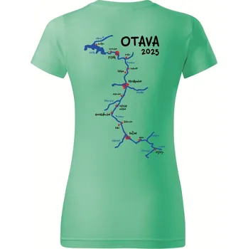 Dámské tričko Dámské vodácké tričko s potiskem Otava Barva trička: Mátová - 95, Velikost: M