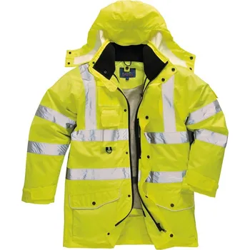 Bunda S427 Hi-Vis 7v1 Traffic reflexní prodyšná skrytá kapuce fleece límec s vložkou žlutá 4XL - žlutá