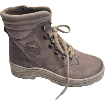 Dámská zimní obuv Obuv WA-1007 kotníčková dámská zateplená kožená BÉŽOVÁ