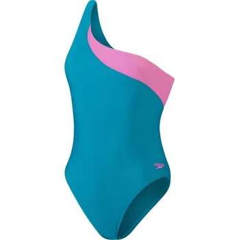 Dámské plavky Speedo Asymmetric One Piece Swimsuit Green/Pink 6 (2XS)