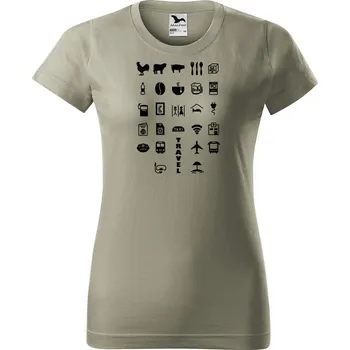 Dámské tričko s potiskem Travel Barva trička: Světlá khaki - 28, Velikost: 2XL