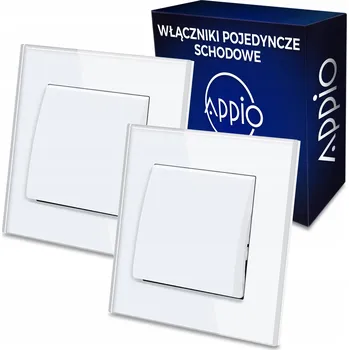 vypínač 2x Křížový schodišťový vypínač jednoduchý zapuštěný skleněný APPIO