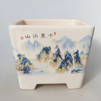 Květináč Keramická bonsai miska 14 x 14 x 11 cm bílá